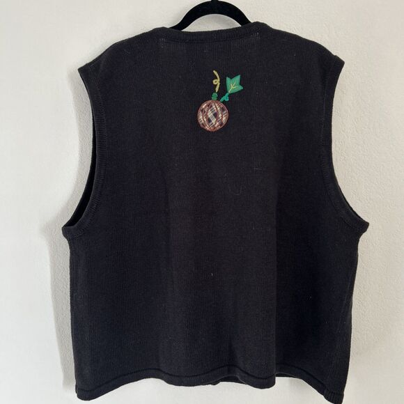 Bobbie Brooks Halloween Vest Vtg 90s Jack-o-Lantern Plaid Pumpkin Embroidery 22W - Picture 2 of 10